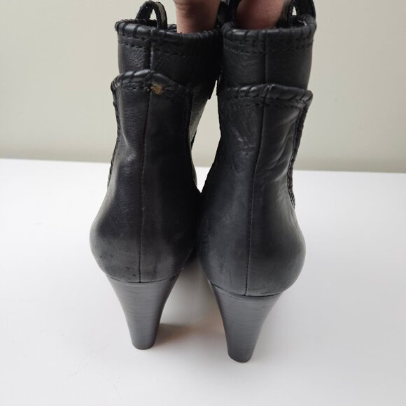 Karl Lagerfield Province Leather Trimmed Heeled Booties 8.5‎ Black Boot - Picture 7 of 11
